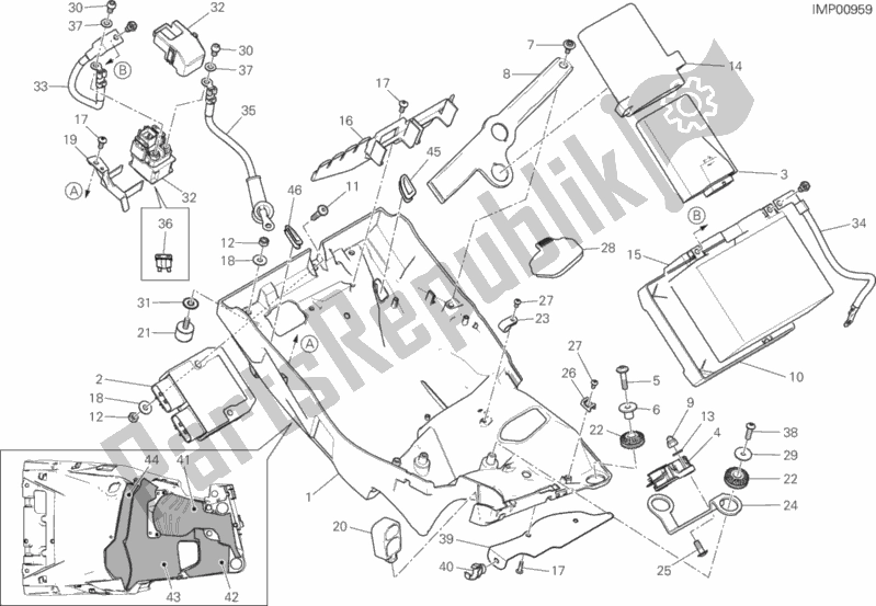 Todas as partes de Suporte Da Bateria do Ducati Multistrada 1200 ABS USA 2015